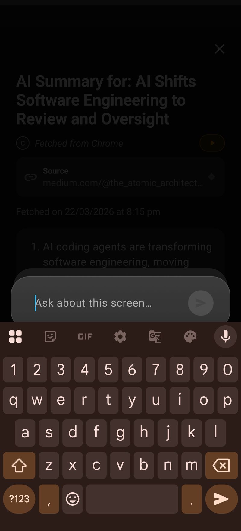 Arc AI summary input