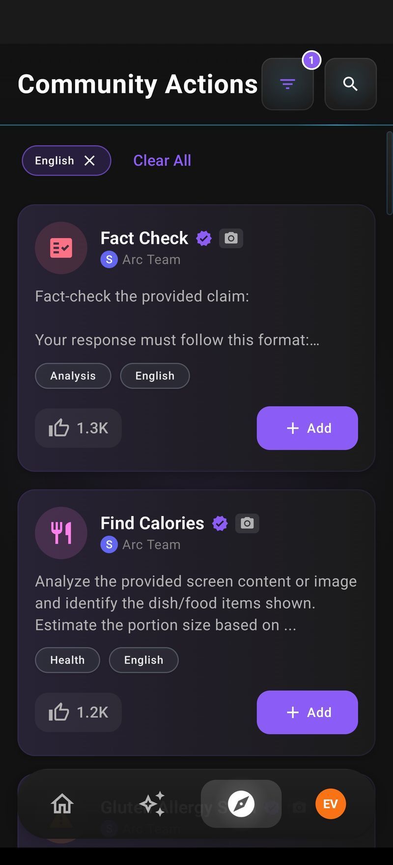 Arc community actions browser
